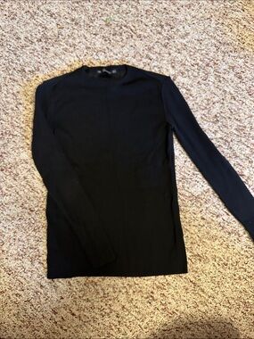 Zara Black Long Sleeve Crewneck Top with Mesh Sleeves and Back.